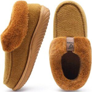 Women's Winter Warm Light Brown Fuzzy Faux Fur Collar Memory Foam Boot Shoes